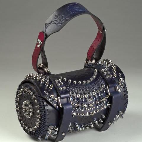 studded leather handbag custom leather hand tooled - Heyltje Rose Shop