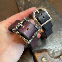 turquoise labradorite sterling leather cuffs oxblood back buckles heyltje rose shop